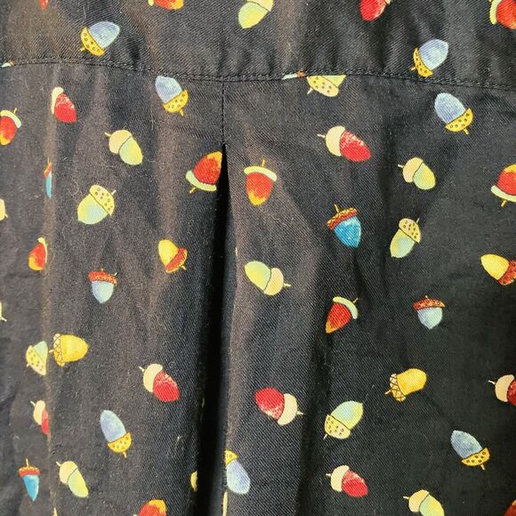 Talbots S Button Up Navy All Over Acorn Print Long Sleeve Blouse Teachercore - Picture 10 of 12